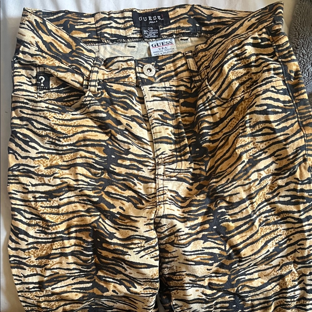 Guess Zebra Stripe Pants in Black and Tan  vintage